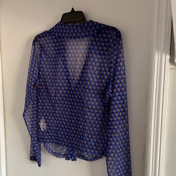 Maeve sheer ruched button down blouse - Picture 4 of 4